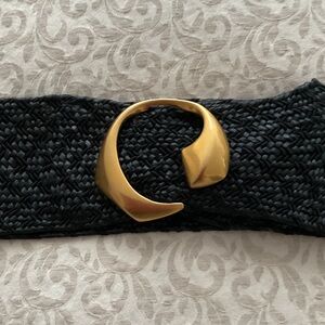 De Vecchi by Hamilton Hodge Italy Elegant Black and Gold Women's Woven Belt